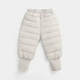 thumbnail image 1 of Wuxian Toddler Boys Girls Snow Pants Winter Thick Warm Windproof Ankle-Tied Trousers Elastic Waist Solid Color Lightweight Padded Pants,Grey,18-24 Months, 1 of 4