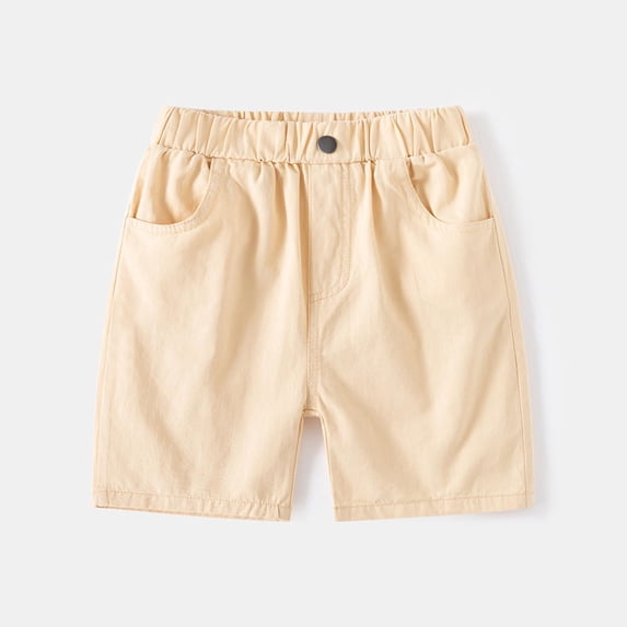 Wuxian Toddler Boys Kids Chino Shorts Elastic Waist Wide Leg School Uniform Dress Shorts Sport Solid Spring Summer Casual Fashion Breathable Trunks Pull On Shorts,Khaki,18-24 Months