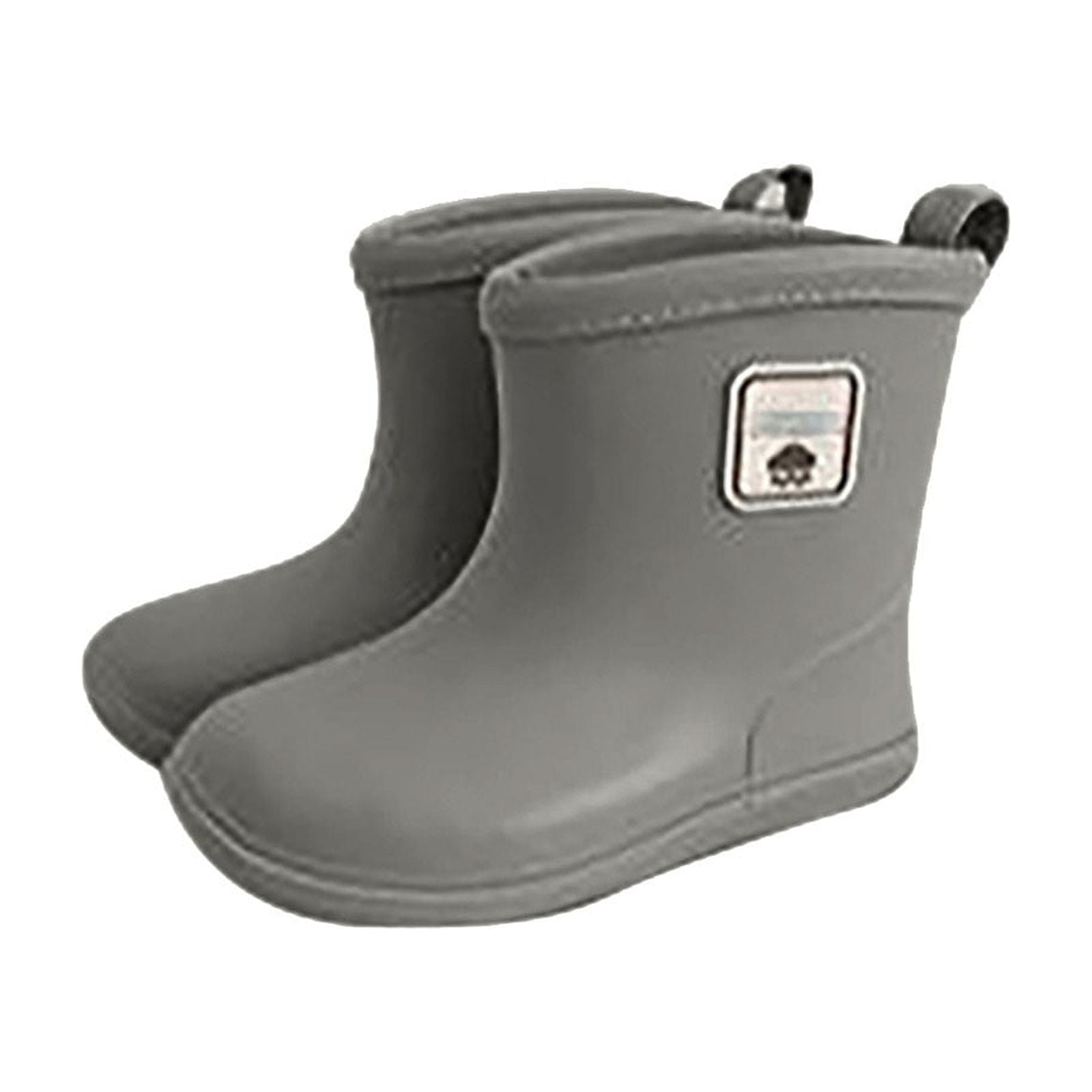 Wuxian Toddler Boys Rain Boots Easy On Lightweight Anti-Slip Comfort Rain Shoes Cute Funny Cartoon Printd Kids Short Rainboots Rainy Day Shoes,Grey,4.5-5 Years