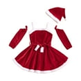 thumbnail image 1 of Wuxian Toddler Christmas Dress Spaghetti Strap Sleeveless Fuzzy Thick Warm Plush Trim High Waist Velvet Dress Detachable Sleeves Belt Hat Holiday Party Pageant Outfits Cute Dresses,Red,2-3 Years, 1 of 7