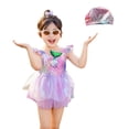thumbnail image 1 of Wuxian Toddler Girls 2 Piece Swimwear Tankini Set Gradient Sleeveless Round Neck Ruffled Tiered Mesh Tutu Skirts Swimsuit With Swim Cap Beachwear Fashionable Beach Pool Bathing Suit,Purple,2-3 Years, 1 of 6