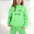 thumbnail image 1 of Wuxian Toddler Girls Outfit Sweatsuit Solid Thick Warm Hoodie Pullove Tops Pants Loose Casual Relaxed Comfy Sweat Suit Kids Clothing Set,Green,12-13 Years, 1 of 6