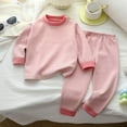thumbnail image 1 of Wuxian Toddler Girls Outfit Thermal Underwear Suit Winter Warm Long Sleeve Striped Loungewear Soft Base Layer Comfy Homewear Fall Winter Girls Outfits,Pink,18-24 Months, 1 of 3