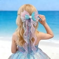 thumbnail image 1 of Wuxian Toddler Girls Ribbon Headband Colorful Cute Bow Hair Clips Princess Hair Barrettes Sparkly Pearl Sequins Clips Hair Accessories Hairpins Party Wedding Birthday Headwear,Sky Blue,3-16 Years, 1 of 6