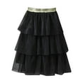 thumbnail image 1 of Wuxian Toddler Girls Summer Tutu Midi Skirts High Waist Tiered Half Length A-Line Seersucker Pleated Skirt Mesh Comfortable Soft Breathable Dailywear Trendy Cozy Skirts,Black,18-24 Months, 1 of 6