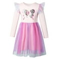 thumbnail image 1 of Wuxian Toddler Girls Tutu Dresses Sequin Long Sleeve Ruffle High Waist Round Neck Patchwork Lace Bowknot Flower Pageant Party Wedding Princess Dress Spring Flowy Skater Dress,Pink,3-4 Years, 1 of 8