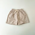 thumbnail image 1 of Wuxian Toddler Kids Baby Boys Shorts Casual Classic Striped Short Joggers Elastic Waist Summer Wide Leg Fashionable Lightweight Breathable Cozy Bottoms Clothes Stylish Dailywear,Khaki,3-4 Years, 1 of 3