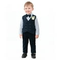 thumbnail image 1 of Wuxian Toddler Kids Boys Baby Boy Clothes Formal Dress Suits Long Sleeve Shirts And Sleeveless Vest Matching Pants With Tie Boutonniere Tuxedo Gentleman Wedding Outfits Suit Sets,Navy,4-5T, 1 of 8