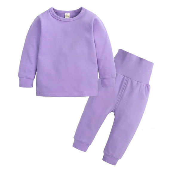 Wuxian Toddler Kids Boys Fall Winter Basic Clothes Sets Casual Crewneck Cute Pattern Long Sleeve Pullover Sweatshirt And Sweatpants 2 Piece Loose Fit Warm Outfits,Purple,3-6M