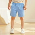 thumbnail image 1 of Wuxian Toddler Kids Boys Summer Shorts Solid Solid Comfort Soft Sport Jogger Drawstring Elastic Waist Trunks Casual Short Pants With Pockets Jogger Bottoms Pull On Shorts,Sky Blue,4-5 Years, 1 of 5