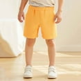 thumbnail image 1 of Wuxian Toddler Kids Boys Summer Shorts Solid Solid Comfort Soft Sport Jogger Drawstring Elastic Waist Trunks Casual Short Pants With Pockets Jogger Bottoms Pull On Shorts,Yellow,18-24 Months, 1 of 5