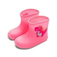thumbnail image 1 of Wuxian Toddler Kids Rain Boots Waterproof Shoes Flat Rubber Bottom Cute Cartoon Print Lightweight Anti-Slip Easy On Comfort Rain Footwear,Pk2,4-5 T, 1 of 3