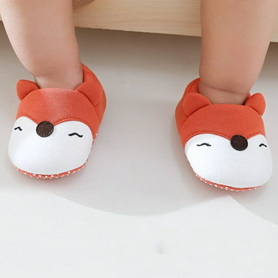 Wuxian Toddler Kids Slippers House Shoes Cute Cartoon Printing Slipper For Home Indoor Winter Bedroom Non Soft Warm Sport Sandals,Orange,12-24 Months