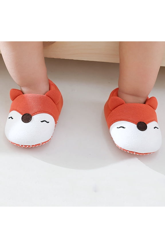 Toddler Kids Slippers House Shoes Cute Cartoon Printing Slipper For Home Indoor Winter Bedroom Non Soft Warm Sport Sandals,Orange,12-24 Months