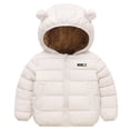 thumbnail image 1 of Wuxian Toddler Kids Winter Jacket Boys Down Coat Casual Warm Padded Thickened Wool Lined Cute Hooded Zip Up Jacket Lightweight Comfort Outwear Outwear,White,2-3 Years, 1 of 3