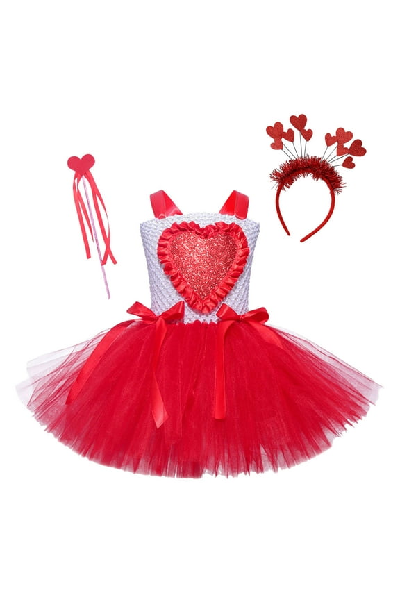 Toddler Little Girls Valentine'S Day Birthday Party Pageant Dress Party Sequin Sleeveless Spaghetti Strap Tutu Dress Stage Party Gown Tiered Tulle Dresses Special Occasions,Red1,10-12 Years