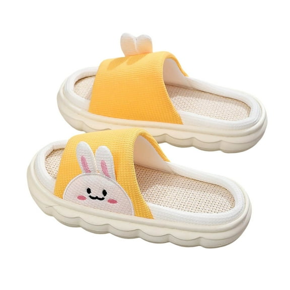 Wuxian Toddler Shoes Open Toe Plush Cute Cartoon Animal Print Slippers Soft Comfortable Breathable Non- Casual Thermal Sandals Home Footwear Cozy Walking Shoes,Yellow,12-12.5 Years