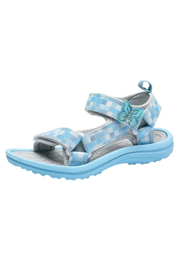 Toddler Shoes Thick Soled Adjustable Summer Sandals Lightweight Soft Sole Sandals With Butterfly Flip-Flops,Blue,3-3.5 Years