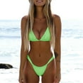 thumbnail image 1 of Wuxian Two Piece Bikini Set For Women Solid Color Deep V-Neck Spaghetti Strap Ribbed Low Waist Switmsuit Bathing Suit Swimwears Tankinis Set Breathable Stylish Beachwear,Green,S, 1 of 9