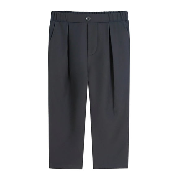 Wuxian Unisex Boys Girls Uniform School Pants High Waist Casual Classic Solid Color Trousers Wide Leg Elastic Waist Comfortable Relaxed Loose Fit Joggers For Teens Daily Wear,5-6 Years