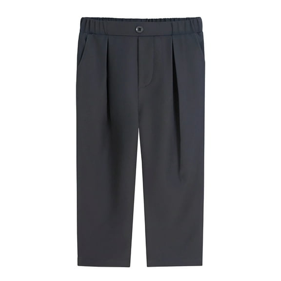 Wuxian Unisex Boys Girls Uniform School Pants High Waist Casual Classic Solid Color Trousers Wide Leg Elastic Waist Comfortable Relaxed Loose Fit Joggers For Teens Daily Wear,2-3 Years