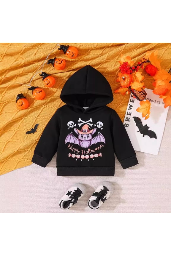 Unisex Girls Boys Hooded Sweatshirt Comfy Funny Ghost Pumpkin Jacket Casual Loose Long Sleeve Coats Winter Warm Base Sport Tops Clothes,Black,6-9 Months