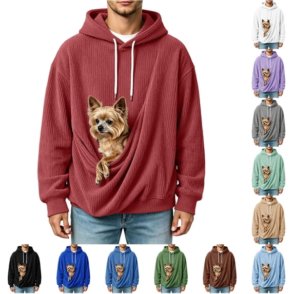 Wuxian Unisex Hoodies Pet Holder Cat Dog Large Pouch Carriers Pullover Corduroy Sweatshirt For Women Men