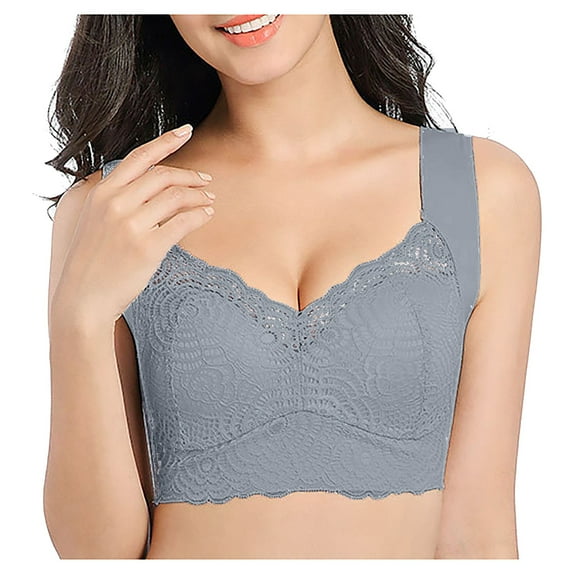 Wuxian Women Bras Lace No Underwire Plus Size Adjustable Bralette Comfortable Breathable Full Coverage Seamless Wide Sides Tshirt Bra,White,Xxxl
