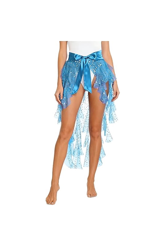 Women Feather Mini Skirts A-Line Fuzzy Elastic Mid Waist Fashionable Feather Party Bubble Puffy Stylish Short Tutu Skirt For Carnival Party,Sky Blue,One Size