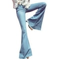 thumbnail image 1 of Wuxian Women Flared Pants Slim Fit Fashion Hight Waisted Denim Jeans Stretch Full Length Vintage Bootcut Bell Bottom Trousers Casual Trendy Soft Comfy Dailywear,Light Blue,L, 1 of 2