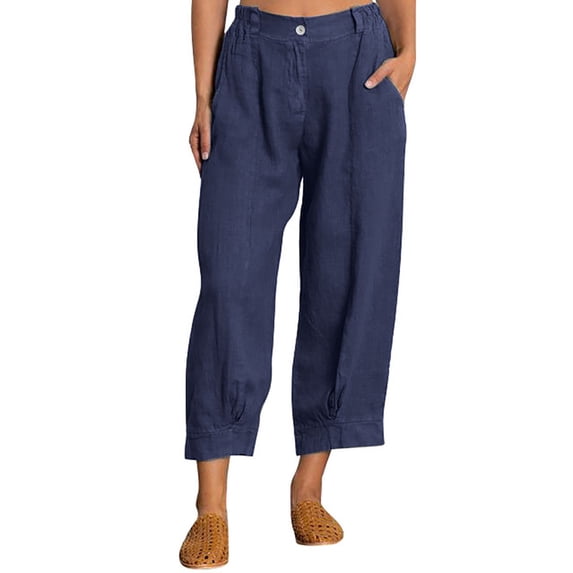 Wuxian Women'S Capris Pants Casual Summer Solid Color Classic Wide Leg Breathable Comfortable Loose Trousers With Pockets Quickly Dry Baggy Trousers Stylish Joggers,Blue,XXXL