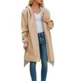 thumbnail image 1 of Wuxian Women'S Coat Oversized Hooded Full Zip Up Long Sleeve Cardigan Winter Fall Fashion Sweatshirt Casual Solid Color Long Jacket,Khaki,M, 1 of 5