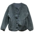 thumbnail image 1 of Wuxian Women'S Jacket Button Down Long Sleeve Fuzzy Wool Coat Casual Round Neck Open Front Cardigan Winter Thick Warm Outerwear,Grey,L, 1 of 4