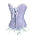 thumbnail image 1 of Wuxian Women'S Solid Color Waist Corset Shapewear Lace Up Corset Top Overbust Body Shaper Bustier Corsets For Women Waist Cincher Tank Top Bodysuit,Purple,S, 1 of 2