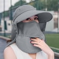 thumbnail image 1 of Wuxian Women'S Summer Sun Hat Solid Color Adjustable Strap Large Wide Brim Beach Caps Foldable Cover Neck Flap Soft Top Travel Outdoor Vacation Uv Protection Hiking Fishing Hat,Grey,One Size, 1 of 3