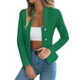 thumbnail image 1 of Wuxian Women Short Coat Autumn Winter Slim Fit Long Sleeve Solid Color Buttoned Stylish Jacket Outerwear Casual Wear,Green,Xl, 1 of 5