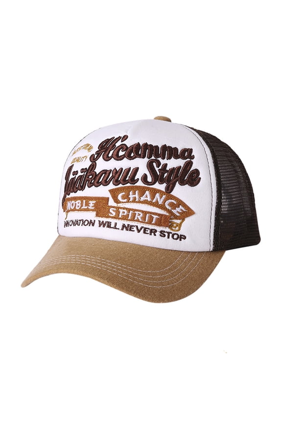 Women Sun Hats Fashionable Letter Embroidered Mesh Baseball Cap Vintage Distressed Washed Summer Running Breathable Lightweight Adjustable Casual Travel Sports Trucker Hat,Yellow,One Size