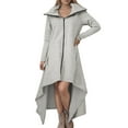 thumbnail image 1 of Wuxian Women Sweatshirt Zip Up Long Sleeve Hooded Dress Oversized Long Length Sweater Dress Winter Warm Soft Tunic Jacket With Pockets Casual Streetwear Outfit,GY2,M, 1 of 8