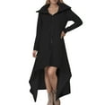 thumbnail image 1 of Wuxian Women Sweatshirt Zip Up Long Sleeve Hooded Dress Oversized Long Length Sweater Dress Winter Warm Soft Tunic Jacket With Pockets Casual Streetwear Outfit,Black,L, 1 of 8