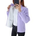 thumbnail image 1 of Wuxian Women Winter Plus Size Jacket Solid Long Sleeve Cozy Warm Thick Lined Coat Casual Loose Fit Basic Outwear Soft Flannel Shirt Top Cold Weather Casual Daily Wear,Light Purple,XXL, 1 of 5