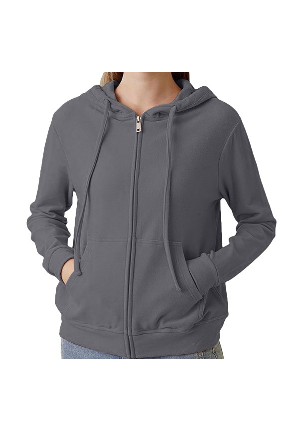 Womens Casual Sweatshirt Heavyweight Wool Lined Jacket Long Sleeve Solid Zip Up Hoodies Winter Warm Open Front Cardigan Soft Cozy Thick Outerwear,Grey,XXL