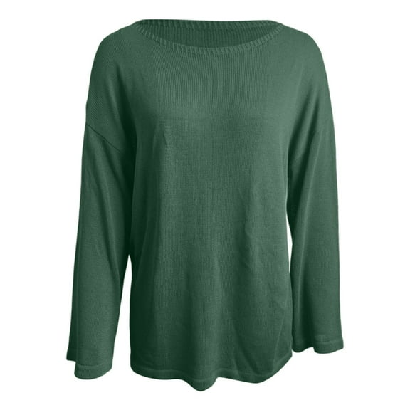 Wuxian Womens Coats Knit Pullover Sweater Classic Crewneck Casual Loose Long Sleeve Solid Color Relaxed Oversized Cozy Layer Based Shirt Casual Loose Sweatshirt,Green,Xxl