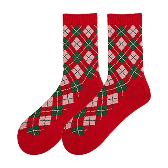 Wuxian Womens Socks Christmas Socks Cute Print Midtube Stockings Crew Socks Fuzzy Comfy Casual Winter Warm Comfy Dailywear,Red1,One Size