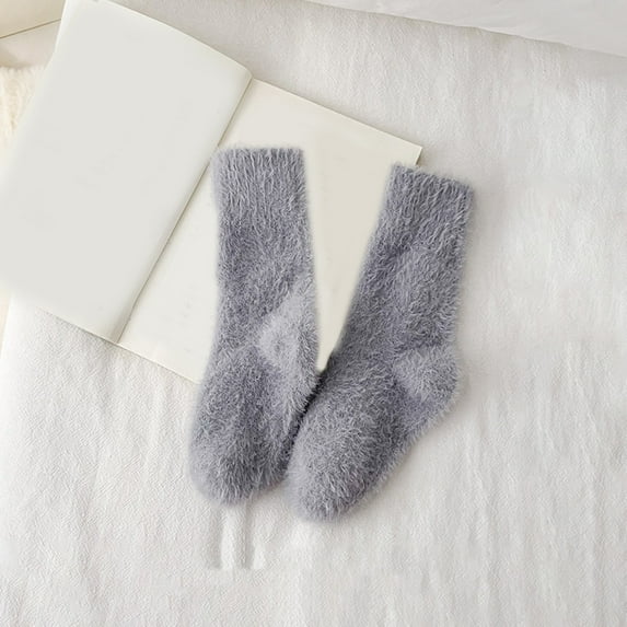 Wuxian Womens Socks Fashionable Thick Stockings Solid Colors Soft Comfortable Leisure Cotton Crew Socks Comfy Dailywear,Blue,L