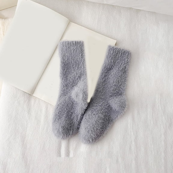 Wuxian Womens Socks Fashionable Thick Stockings Solid Colors Soft Comfortable Leisure Cotton Crew Socks Comfy Dailywear,Blue,L