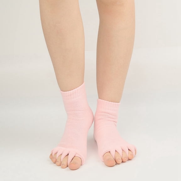 Wuxian Womens Socks Five Fingers Toe Socks Seamless Solid Open Toes Ankle Socks Non Grip Blend Athletic Cozy Fuzzy Socks,Red,One Size