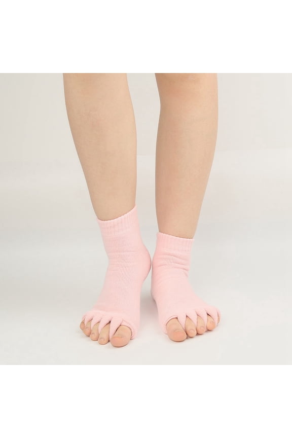 Womens Socks Five Fingers Toe Socks Seamless Solid Open Toes Ankle Socks Non Grip Blend Athletic Cozy Fuzzy Socks,Red,One Size