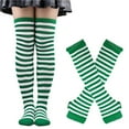 thumbnail image 1 of Wuxian Womens Socks Over The Knee Stocking Thigh Striped Print Festival Party Warm Stylish Long Dress Socks Knee High Socks Breathable Lightweight Footwear,Green,One Size, 1 of 3