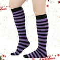 thumbnail image 1 of Wuxian Womens Socks Ladies Striped Knee High Stockings Calf Socks Christmas Socks Soft Cozy Fuzzy Socks,Purple,One Size, 1 of 4