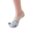 thumbnail image 1 of Wuxian Womens Socks Low Cut Cute Animal Pattern Fuzzy Warm Ankle Socks Grip Silicone No Show Slippers Coral Velvet Yoga Boat Socks Breathable Lightweight Footwear,Beige,One Size, 1 of 2
